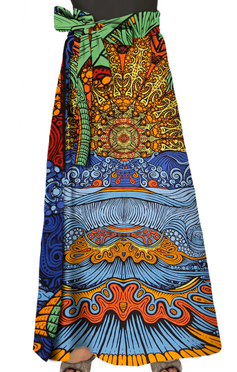 Womens 3D Epic Surf Wrap Skirt With Zip Pocket - HalfMoonMusic