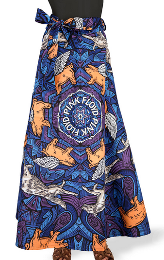 Womens Pink Floyd Animals Wrap Skirt With Zip Pocket - HalfMoonMusic