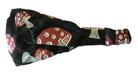 Cotton Mushroom Print Elastic Headband - HalfMoonMusic