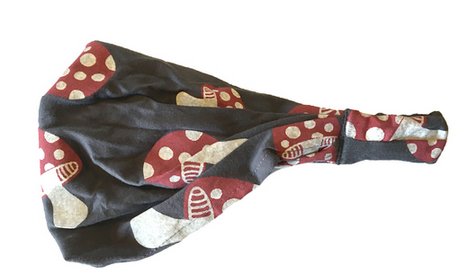 Cotton Mushroom Print Elastic Headband - HalfMoonMusic