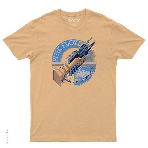 Mens Pink Floyd Gold Wish You Were Here T-Shirt - HalfMoonMusic