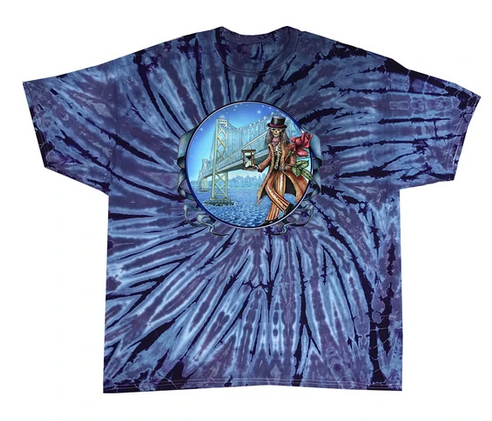 Mens Grateful Dead Skeleton Bridge Tie-Dye T-Shirt - HalfMoonMusic