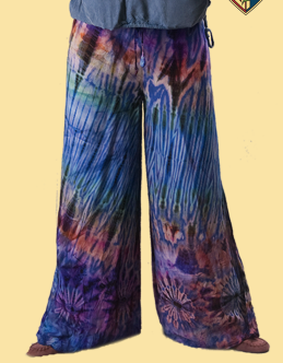 Womens Rayon Tie-Dye Midnight Hour Flare Pants - HalfMoonMusic