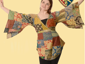 Womens Patchwork Bell Sleeves Angelic Blouse Top - HalfMoonMusic