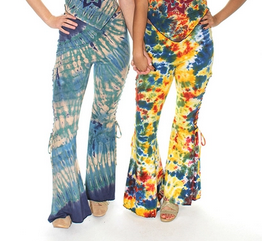Womens Tie-Dye Cotton Side-Braid Flare Leggings - HalfMoonMusic