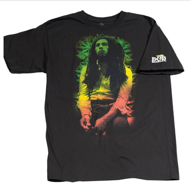 Mens Bob Marley Rasta Leaves T-Shirt - HalfMoonMusic