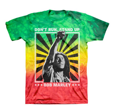 Mens Bob Marley Dont Run Stand Up Tie-Dye T-Shirt - HalfMoonMusic