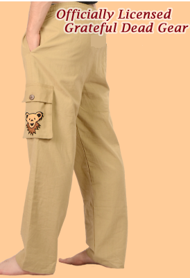 Mens Grateful Dead Dancing Bear Embroidered Cargo Pants - HalfMoonMusic