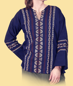 Mens Long Sleeve Guatemalan Dashiki Hippie Top - HalfMoonMusic