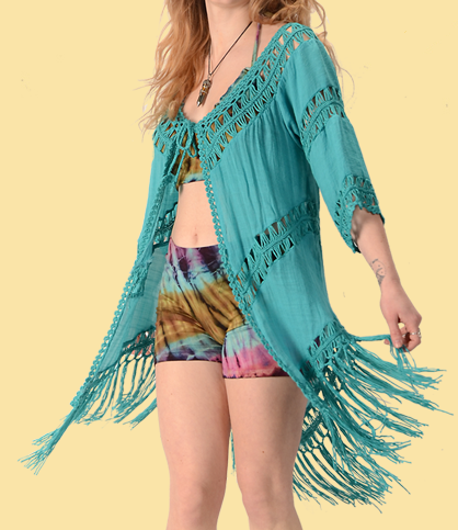 Womens For Your Love Crochet Fringed Cardigan - HalfMoonMusic
