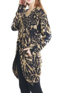Womens Spandex Tie-Dye Tunic Top W/ Pockets - HalfMoonMusic