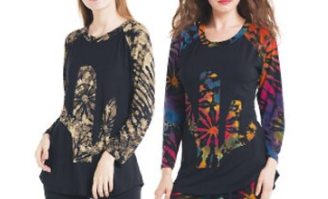 Womens Spandex Solid Cactus Tie-Dye Long-Sleeve Top - HalfMoonMusic