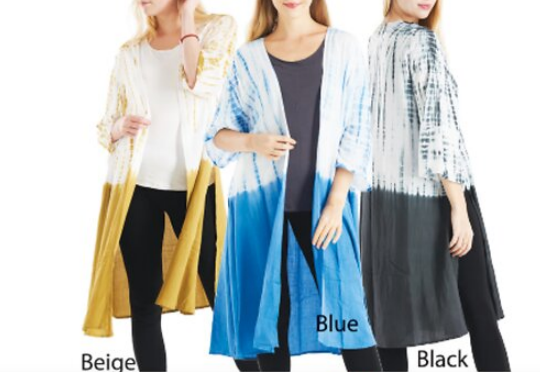 Womens Rayon Half Tie-Dye Loose Cardigan - HalfMoonMusic