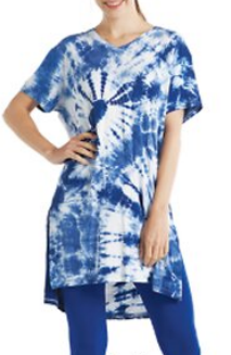 Womens Tie-Dye Split Sides Short Sleeve Top - HalfMoonMusic