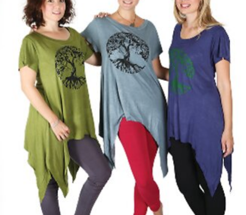 Womens Short Sleeve Tree of Life Fairy Cut Top - HalfMoonMusic