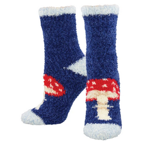 Womens Mighty Mushrooms Fuzzy Socks - HalfMoonMusic