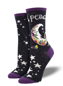 Womens Laurel Burch Peaceful Moon Socks - HalfMoonMusic