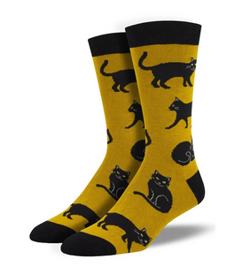 Mens Spooky Black Cat Socks - HalfMoonMusic