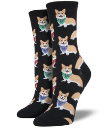 Womens Bandana Corgi Socks - HalfMoonMusic