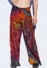 Womens Rayon Tie-Dye Wrap Pants - HalfMoonMusic