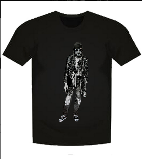 Mens Nirvana Kurt Cobain B/W T-Shirt - HalfMoonMusic