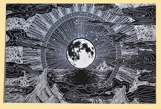 Moon Mountains B/W Tapestry - HalfMoonMusic
