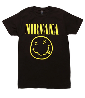 Ladies Nirvana Classic Yellow Smiley T-Shirt - HalfMoonMusic