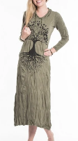 Womens Long Sleeve Tree of Life Long Hoodie Dress - HalfMoonMusic