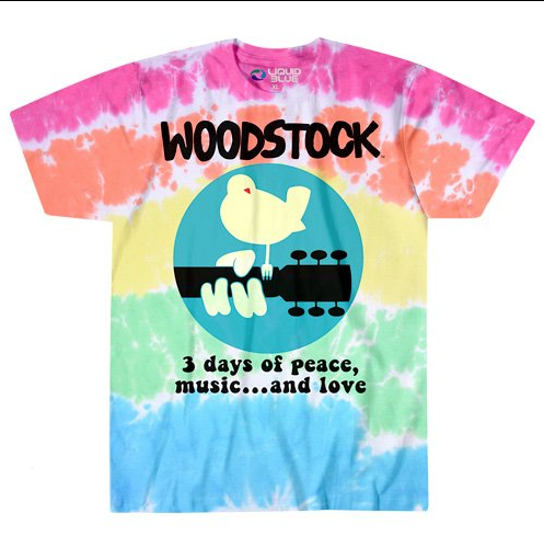 Mens Woodstock Tie-Dye Banded Rainbow T-Shirt - HalfMoonMusic