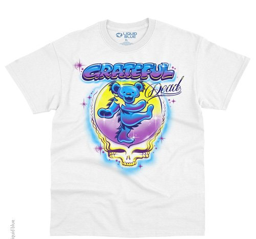 Mens Grateful Dead Airbrush Dancing Bear Stealie T-Shirt - HalfMoonMusic