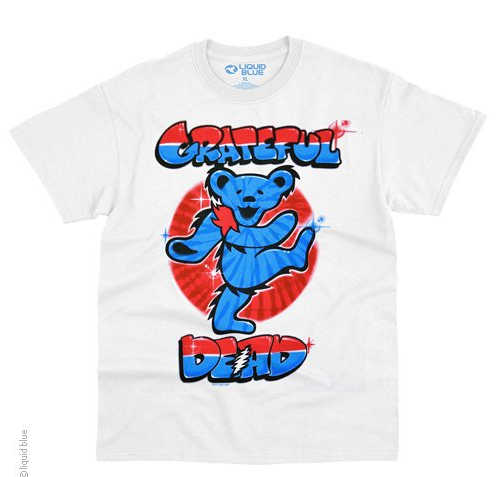 Vintage 90s The Grateful Dead Liquid Blue Dancing Bear Tie-Dye Shirt Men's  Large