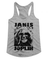 Womens Janis Joplin Up Close Racerback Tank Top - HalfMoonMusic