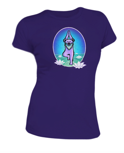 Womens Grateful Dead Yoga Bear T-Shirt - HalfMoonMusic