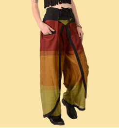 Womens Multi-Color Faux Wrap Pants - HalfMoonMusic