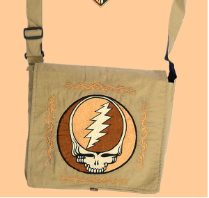 Grateful Dead Hand Embroidered Steal Your Face DJ Messenger Bag - HalfMoonMusic