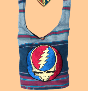 Grateful Dead Embroidered SYF Striped Peddler Bag - HalfMoonMusic