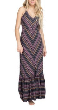 Womens Cotton Midi Stripe Strap Dress - HalfMoonMusic