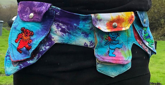 Grateful Dead Tie-Dye 3-Pocket Dancing Bear Fanny Pack - HalfMoonMusic