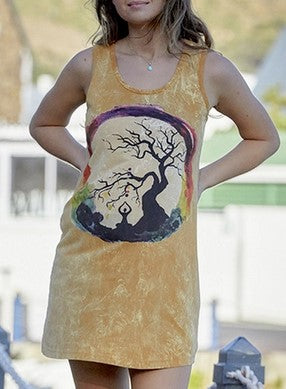 Womens No Time Tree Tank Top Mini Dress - HalfMoonMusic