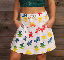 Womens Cotton Grateful Dead Rainbow Print Mini Skirt - HalfMoonMusic