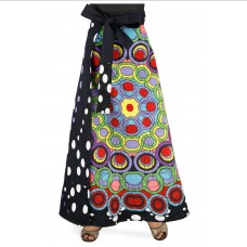 Womens 3D Hypno Moons Wrap Skirt W/ Pocket - HalfMoonMusic