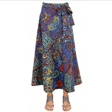 Womens 3D Blue Sunburst Wrap Skirt W/ Pocket - HalfMoonMusic