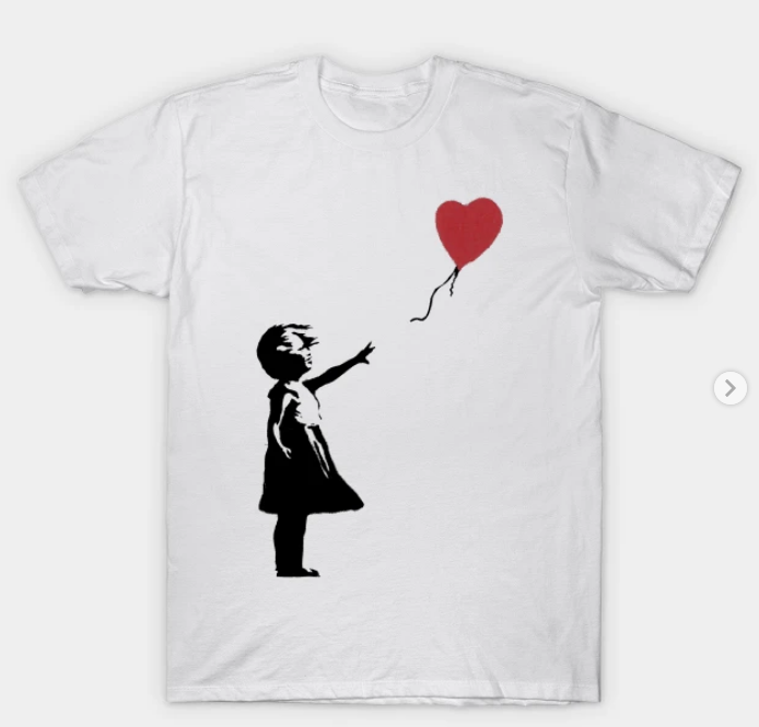 Mens Banksy Girl Heart T-Shirt - HalfMoonMusic