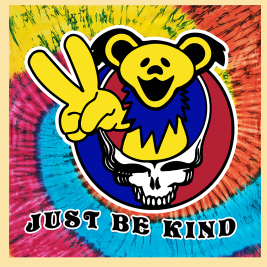 Grateful Dead Just Be Kind Dancing Bear Tie-Dye Tapestry - HalfMoonMusic