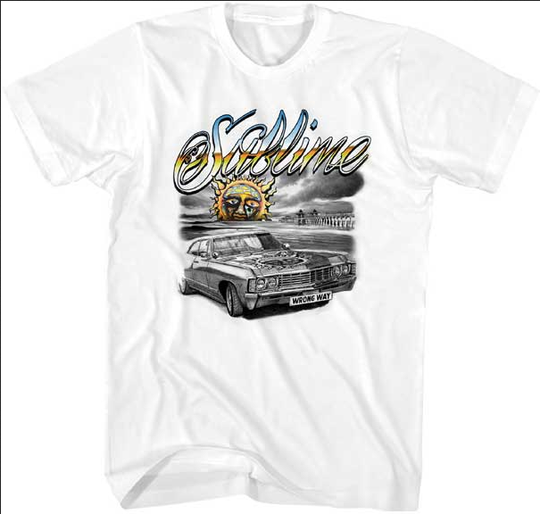 Mens Sublime Wrong Way Car T-Shirt - HalfMoonMusic