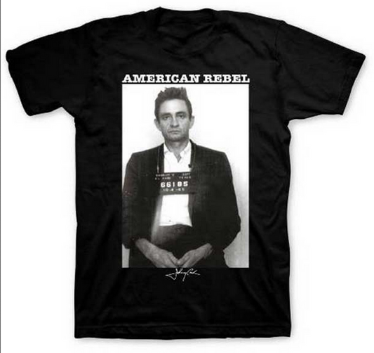 Men's Johnny Cash American Rebel Mug Shot T-Shirt - HalfMoonMusic