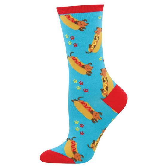 Women's Weiner Dog Crew Socks - HalfMoonMusic