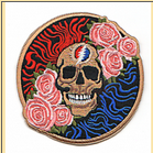 Grateful Dead Round Lightning Bolt Skull Rose Patch - HalfMoonMusic