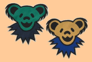 Grateful Dead Fuzzy Dancing Bear Head Back Patch - HalfMoonMusic