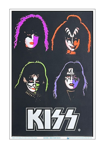 KISS 4 Band Members Flocked Blacklight Poster - HalfMoonMusic